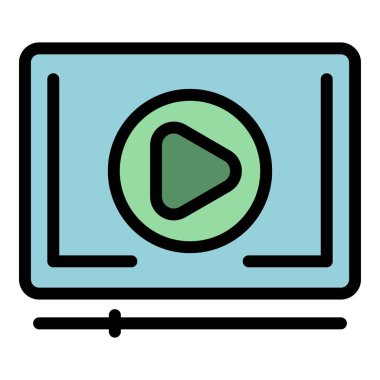 Video oynatma simgesi renk ana hatları vektörü