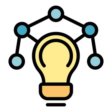 Proje ampul simgesi renk ana hatları vektörü