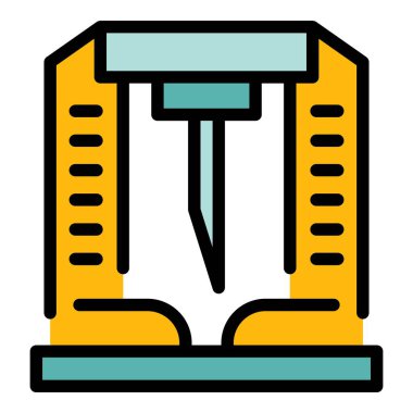 Kağıt üretimi sanayi simgesi renk ana hatları vektörü