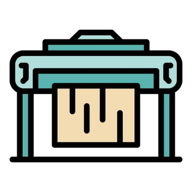 Ahşap depolama simgesi renk ana hatları vektörü