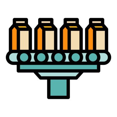 Kağıt paketi fabrika simgesi renk ana hatları vektörü