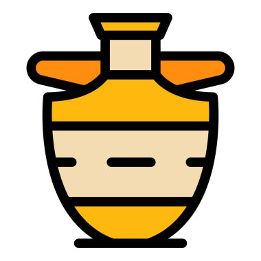 Dekoratif amforo simgesi renk ana hatları vektörü