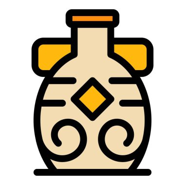 Atıcı amforo simgesi renk ana hatları vektörü