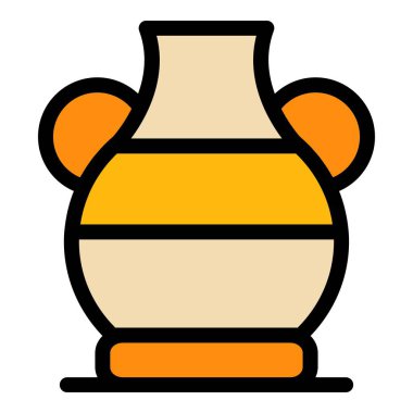 Heykel amforo simgesi renk ana hatları vektörü