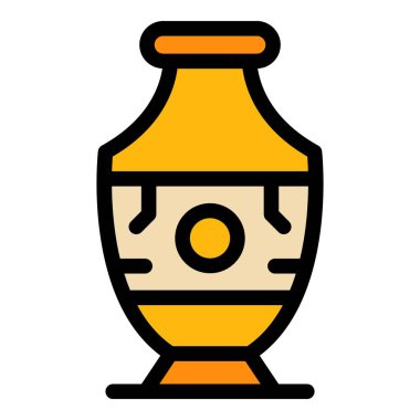 Dekoratif vazo ikonu renk ana hatları vektörü