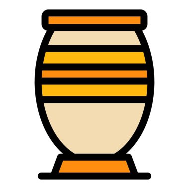 Yunan çömlek ikonu renk ana hatları vektörü