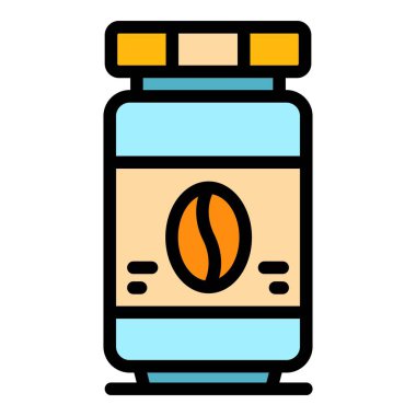 Kahve kavanozu simgesi renk ana hatları vektörü