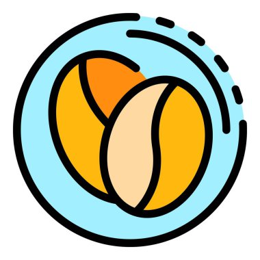 Doğal kahve çekirdeği ikonu renk ana hatları vektörü