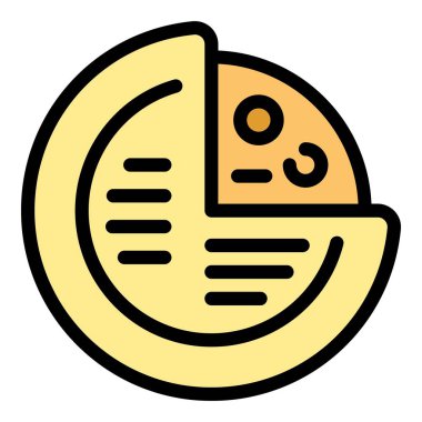 Peynir tekerleği simgesi renk ana hatları vektörü