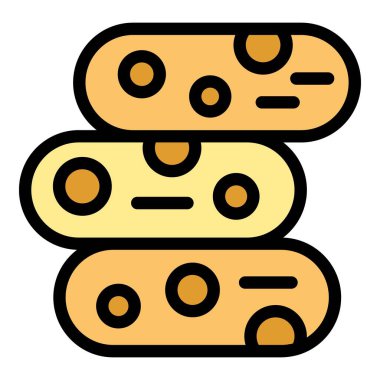 Tereyağı peyniri simgesi renk ana hatları vektörü