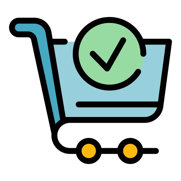 Vektor barvy obrysu ikony nákupního vozíku — Stockový vektor