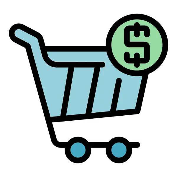 Grocery cart icon color outline vector — стоковый вектор