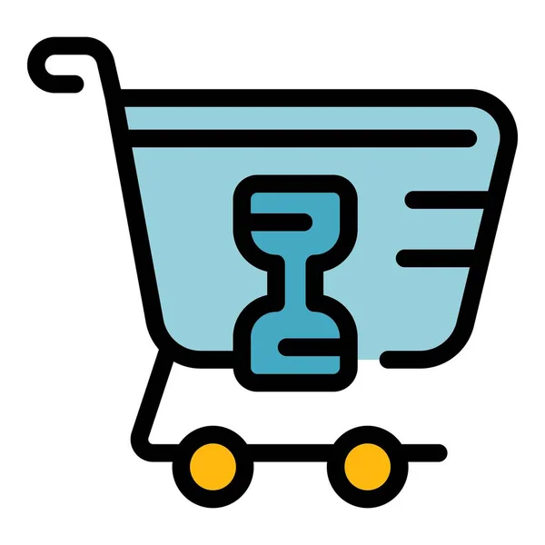 Compras retraso tiempo icono color contorno vector — Archivo Imágenes Vectoriales