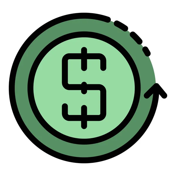 Dolar odświeżyć ikona kolor zarys wektor — Wektor stockowy