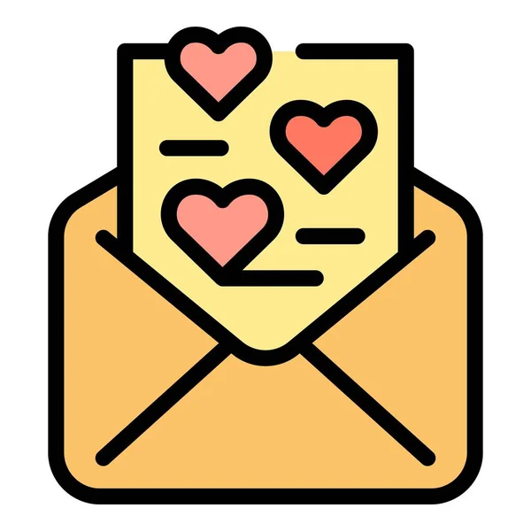 Envelope heart icon color outline vector — Stock vektor