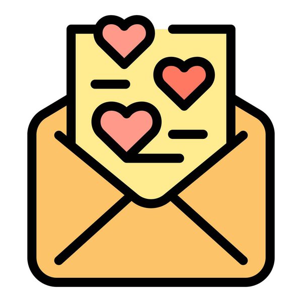 Envelope heart icon color outline vector