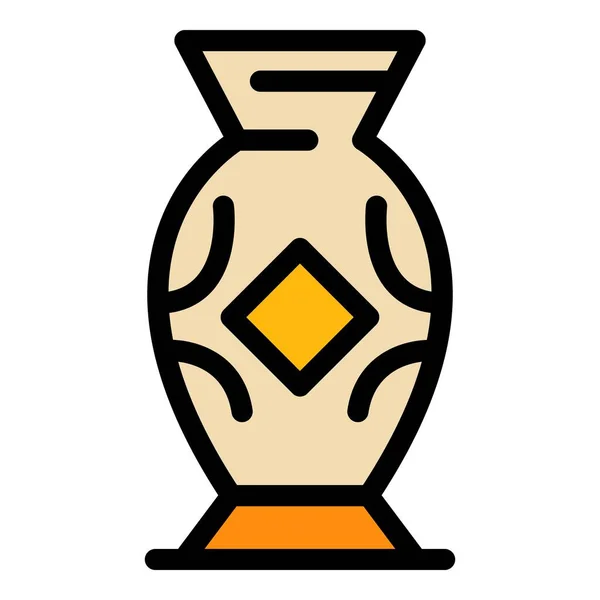 Greek amphora icon color outline vector — Vettoriale Stock