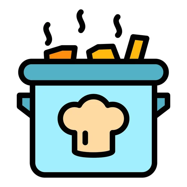 Food pan icon color outline vector — Vettoriale Stock