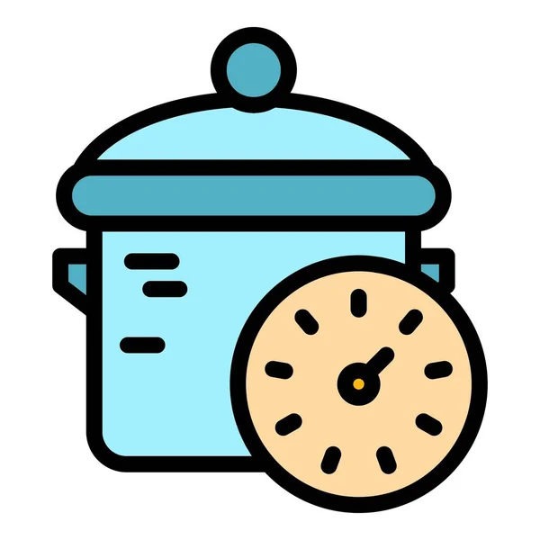 Multicooker pictogram kleur omtrek vector — Stockvector