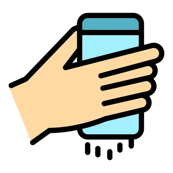 Salting hand icon color outline vector — ストックベクタ