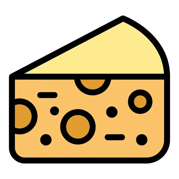 Pedazo de queso icono color contorno vector — Archivo Imágenes Vectoriales