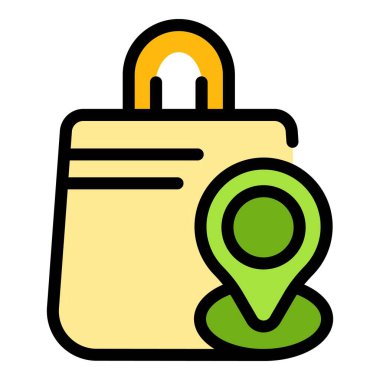 Ürün konum simgesi renk ana hatları vektörü