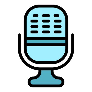 Kayıt mikrofon reklamları simge rengi ana hatları vektörü