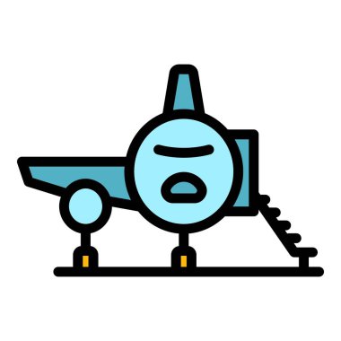 Uçak simgesi renk ana hatları vektörü üzerinde bindirme