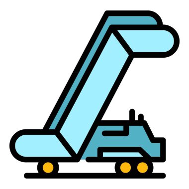 Yatılı merdiven simgesi renk ana hatları vektörü