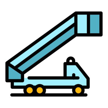 Araç havaalanı merdiveni simgesi renk çizgisi vektörü