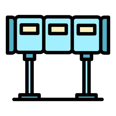 Havaalanı köprüsü simgesi renk ana hatları vektörü