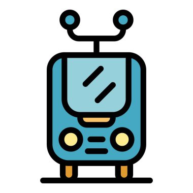 Demiryolu taşıma simgesi renk ana hatları vektörü