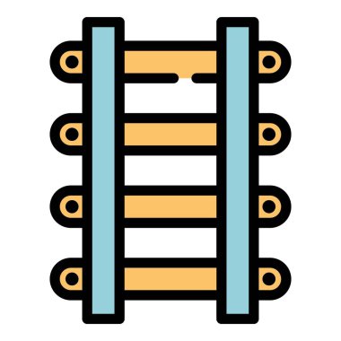 Tren yolu simgesi renk ana hatları vektörü