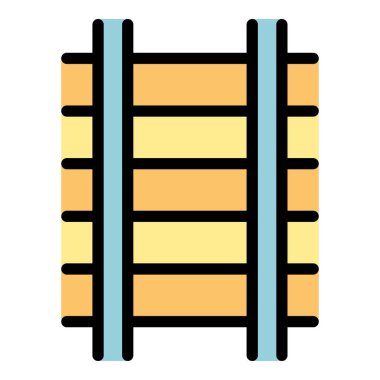 Tren yolu simgesi renk ana hatları vektörü