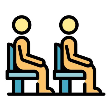 Yolcu koltukları simge rengi ana hatları vektörü