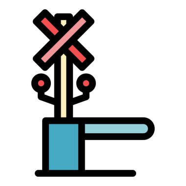 Demiryolu bariyeri simgesi renk ana hatları vektörü