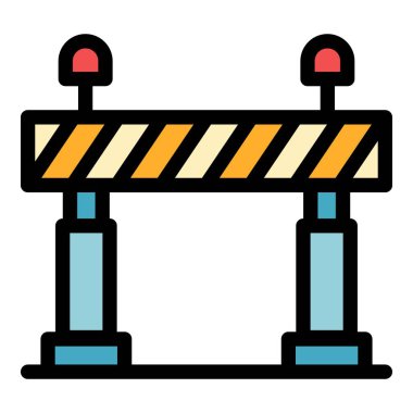 Güvenlik demiryolu bariyeri simgesi renk ana hatları vektörü