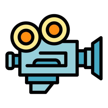 Video kamera simgesi renk dış hat vektörü