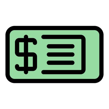 Dolar çevrimiçi kupon simgesi renk ana hatları vektörü