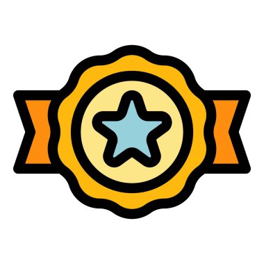 Çevrimiçi kupon simgesi renk ana hatları vektörü amblemi