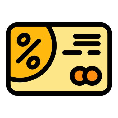 İndirim kartı kuponu ikonu renk ana hatları vektörü
