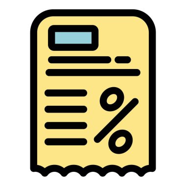 Kağıt kart kuponu simgesi renk ana hatları vektörü