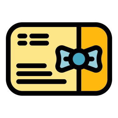 Hediye yayı kuponu renk ana hatları vektörü