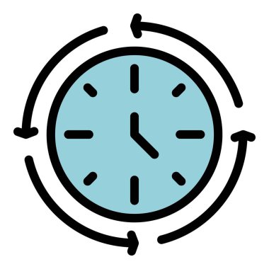 Zaman yönetimi simgesi renk ana hatları vektörü