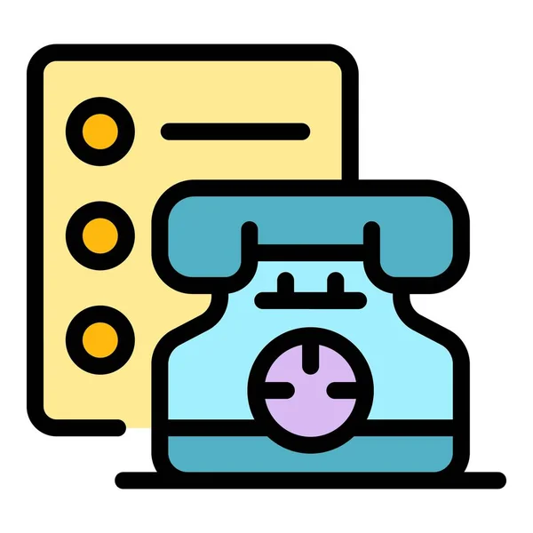 Phone checklist icon color outline vector — Vetor de Stock