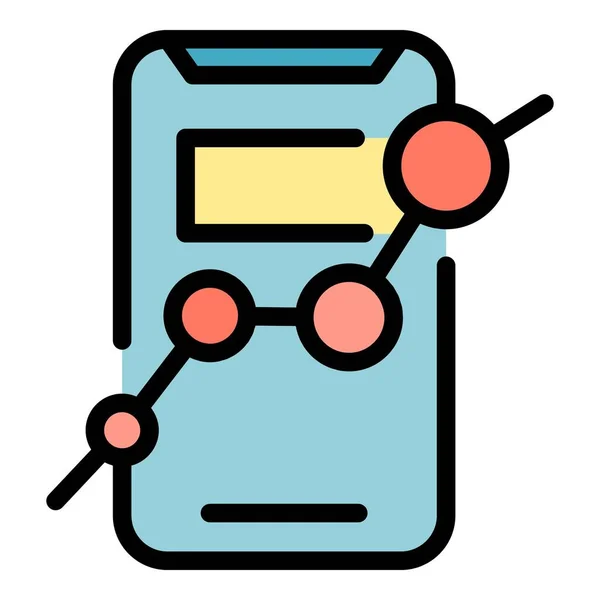 Tracking market phone icon color outline vector — стоковый вектор