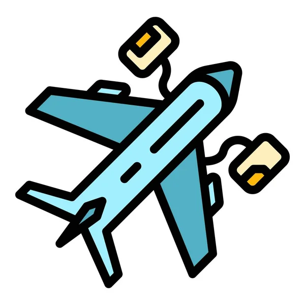 Airport plane icon color outline vector — Wektor stockowy