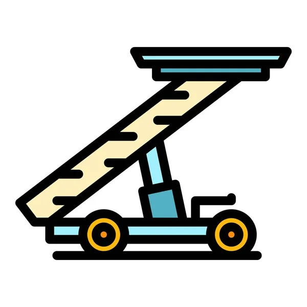 Passagier ladder truck pictogram kleur omtrek vector — Stockvector