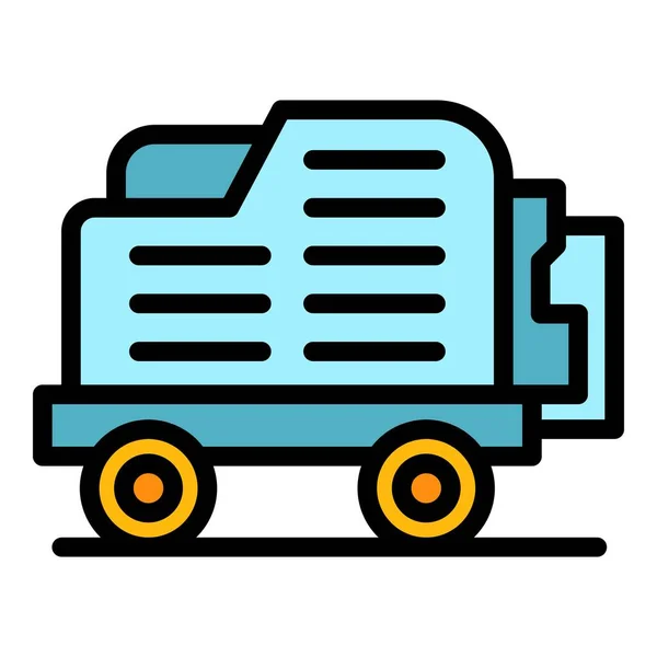 Airport luggage cart icon color outline vector — 스톡 벡터