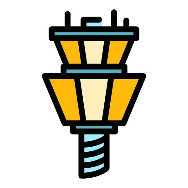 Airport control tower icon color outline vector — стоковый вектор